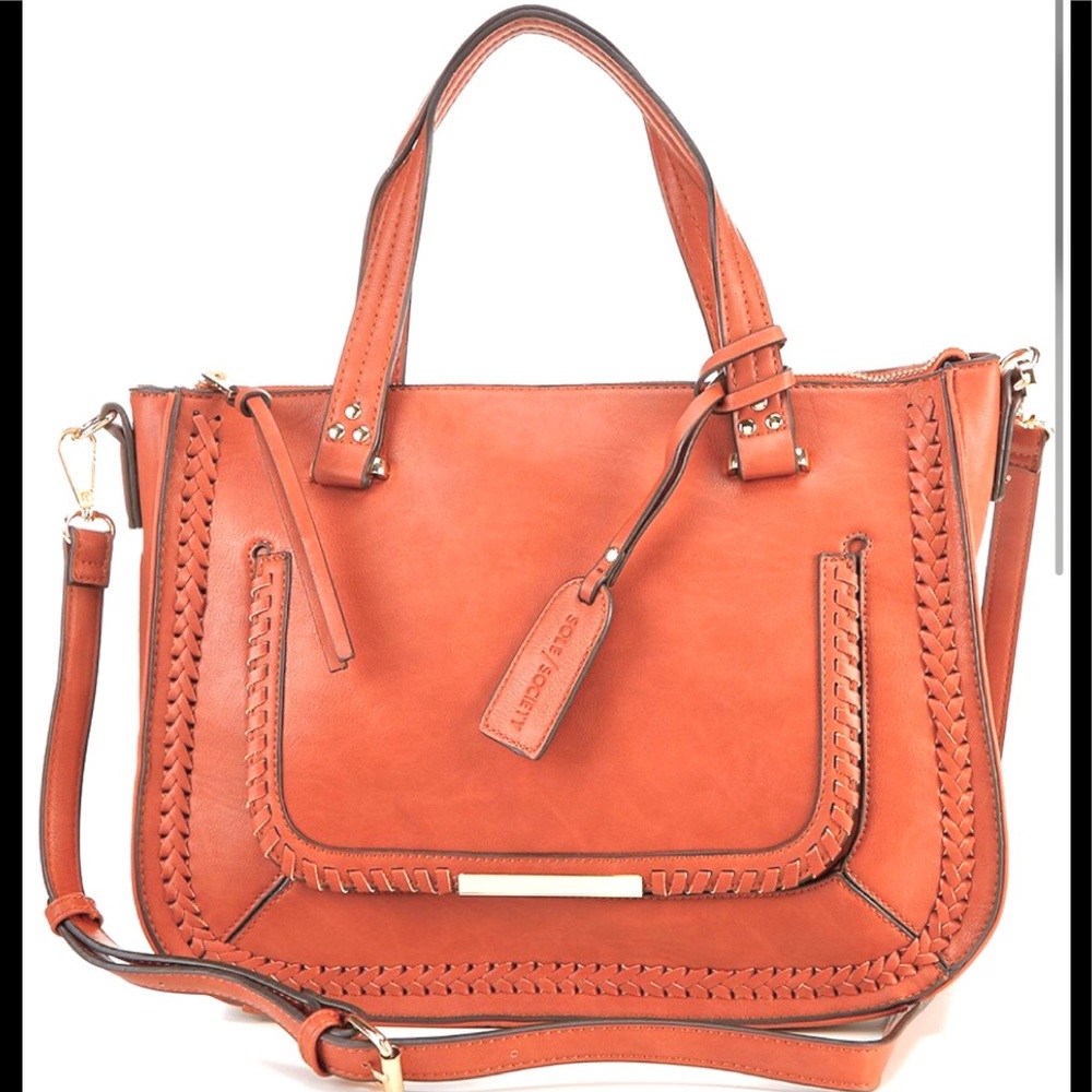 🌟NEW Sole Society Cognac Dayla Satchel XTRA Strap